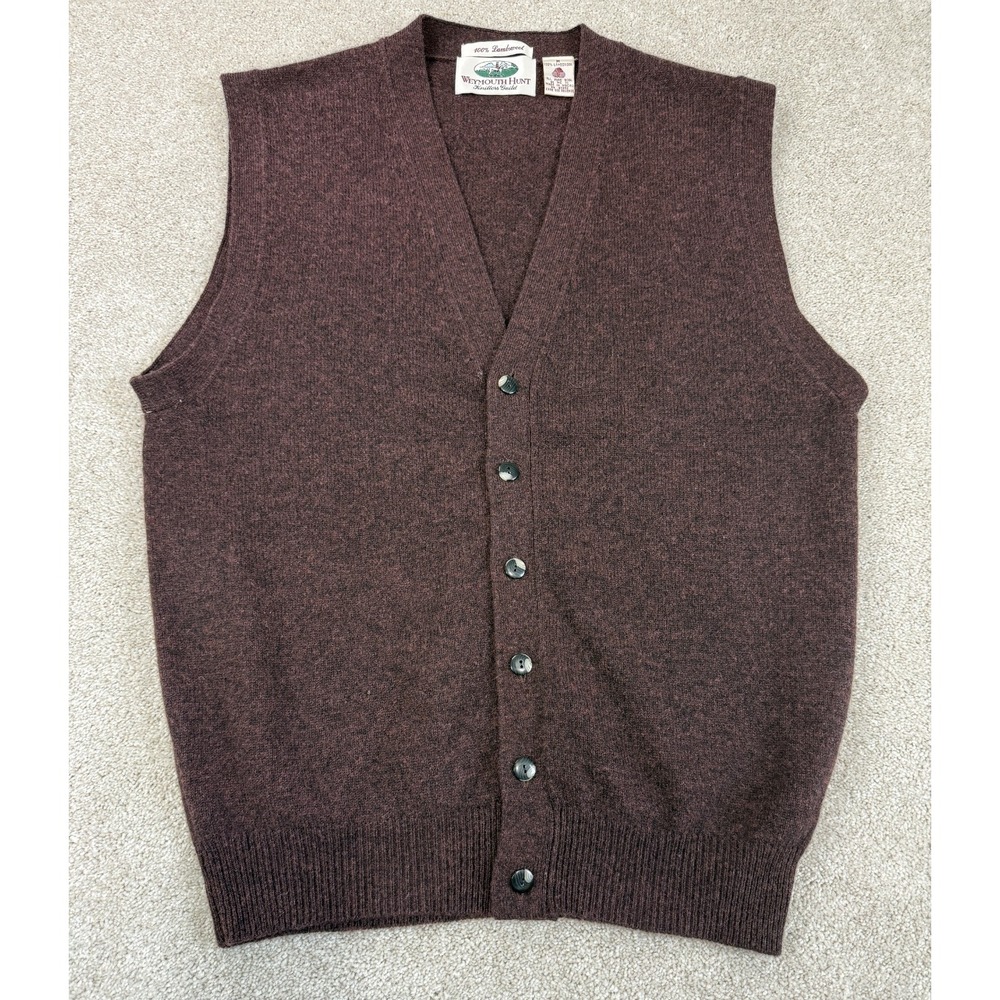 VTG Weymouth Hunt Cardigan Vest Knitters Guild 100% Lambswool Granpacore MEDIUM